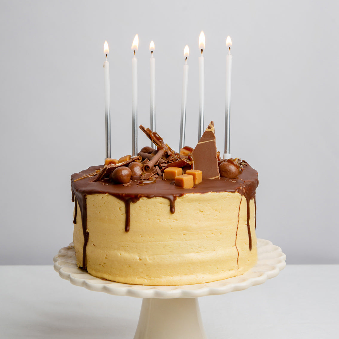 Tall White/Silver Birthday Candles