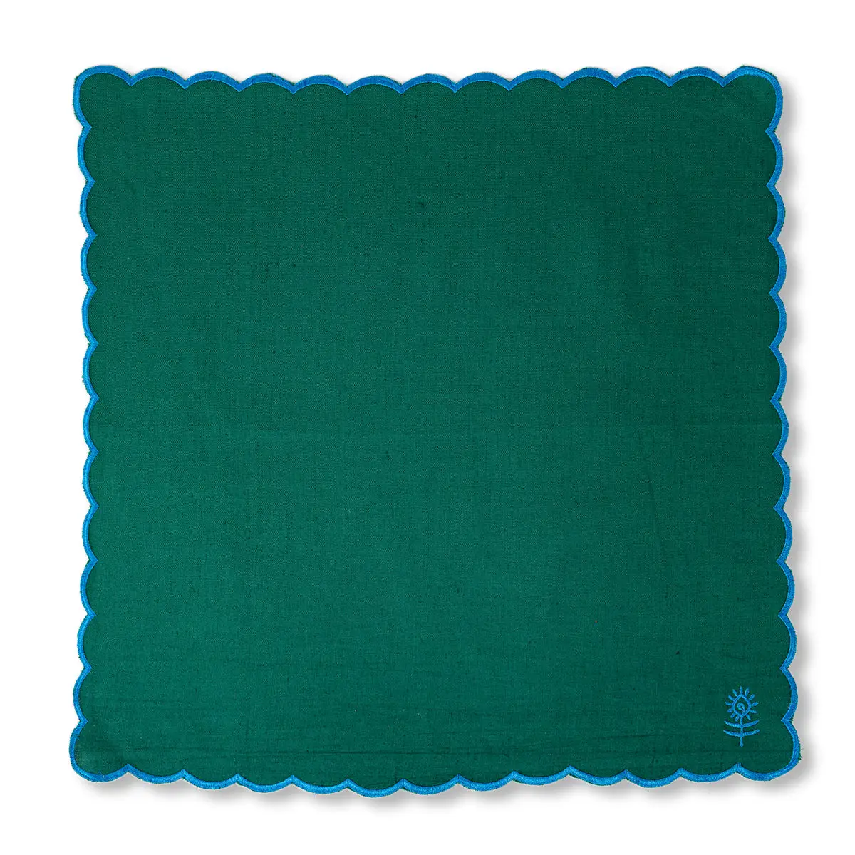 Linen Scallop Napkin - Emerald + Blue