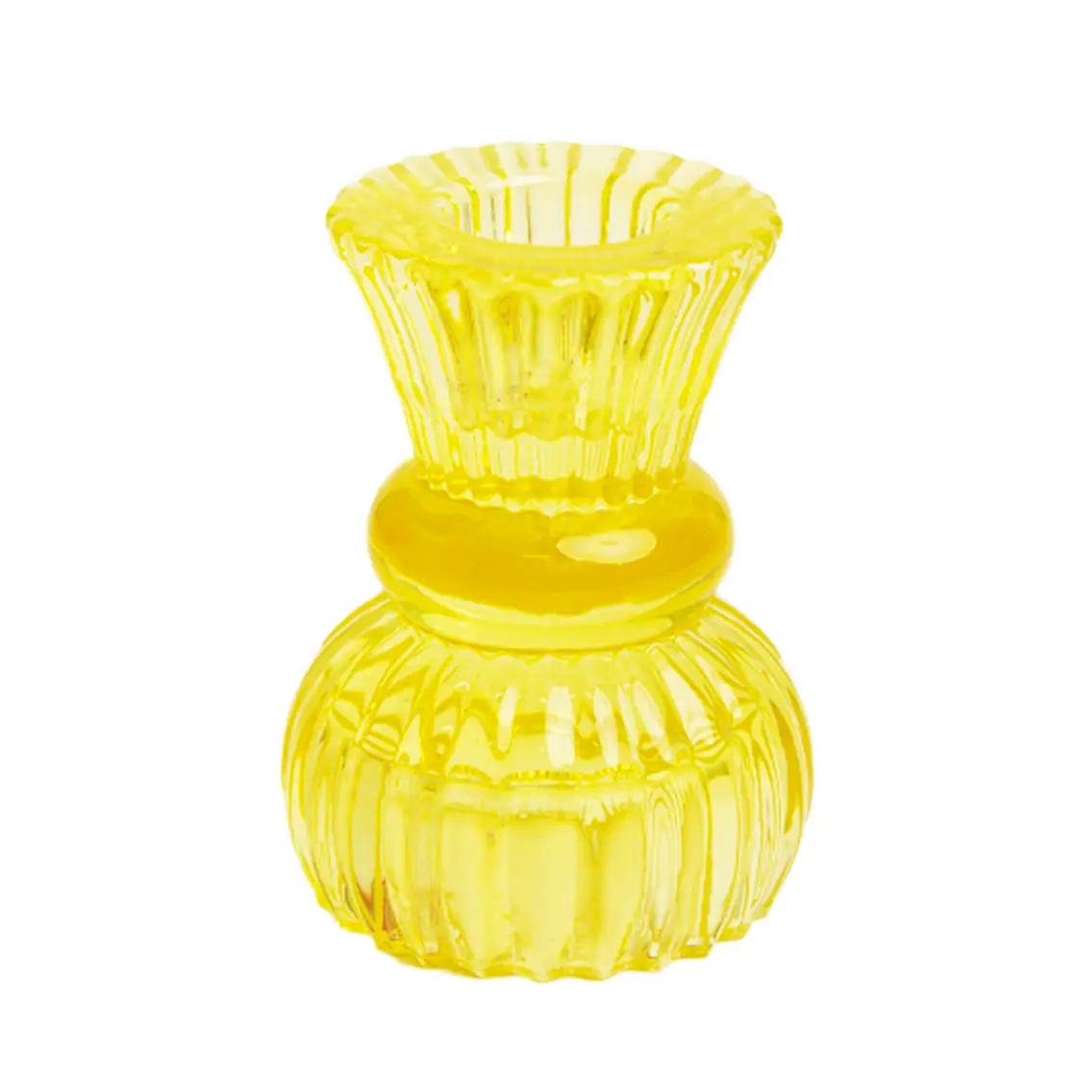 Small Glass Candle Holder - Yellow