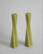 Twist Taper Candle - Green (S/2)