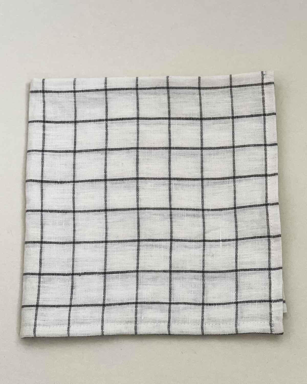 Grid Linen Napkin - Charcoal