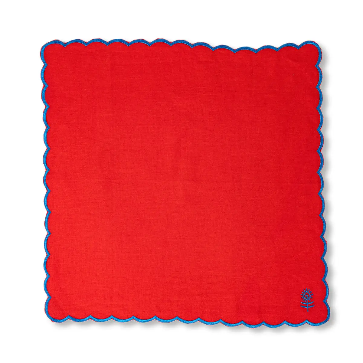 Linen Scallop Napkin - Cherry + Blue