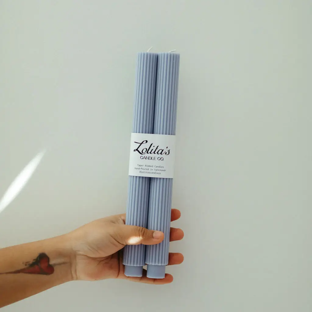 Ribbed Taper Candles - Lilac
