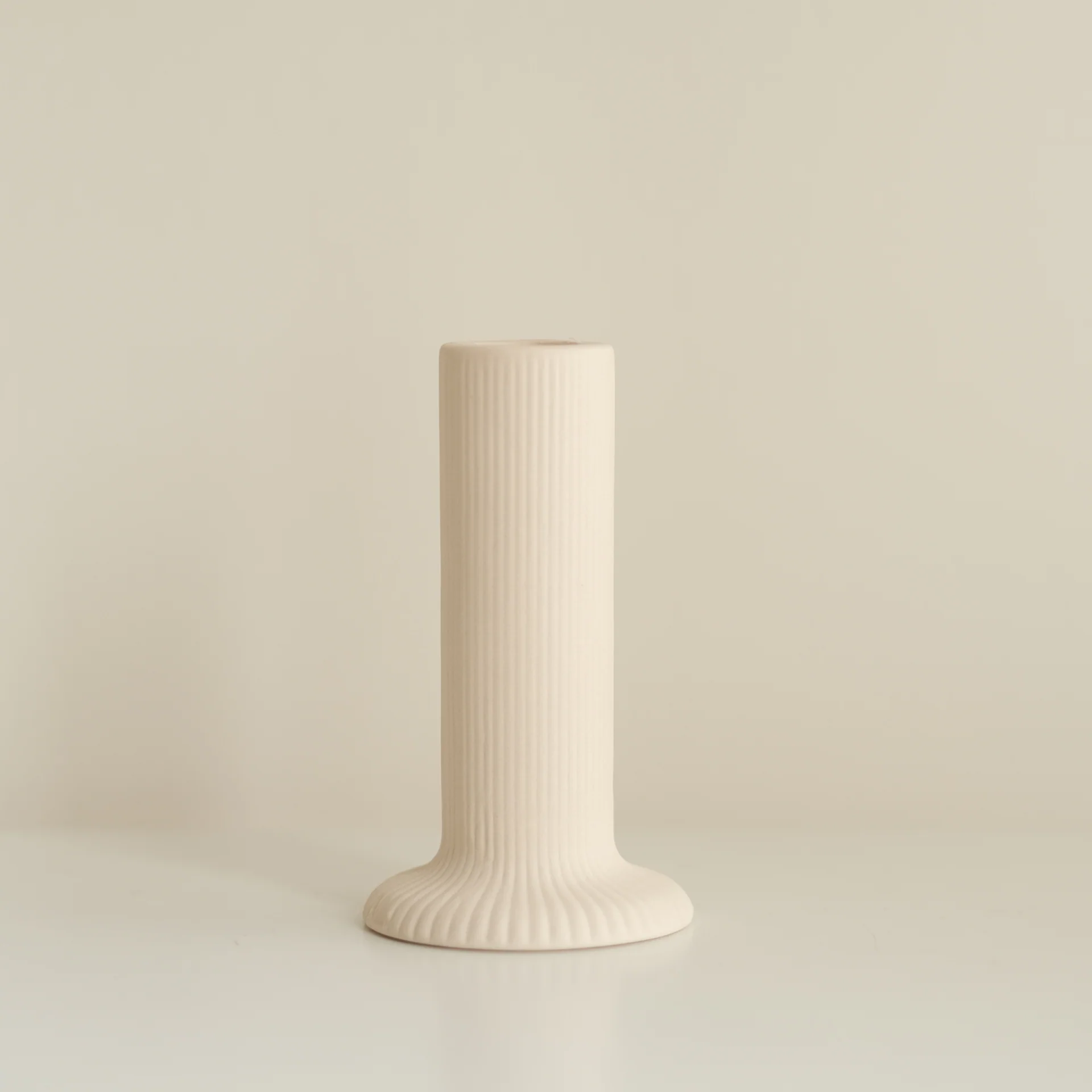 Ridge Ceramic Candle Holder - Sand / Tall