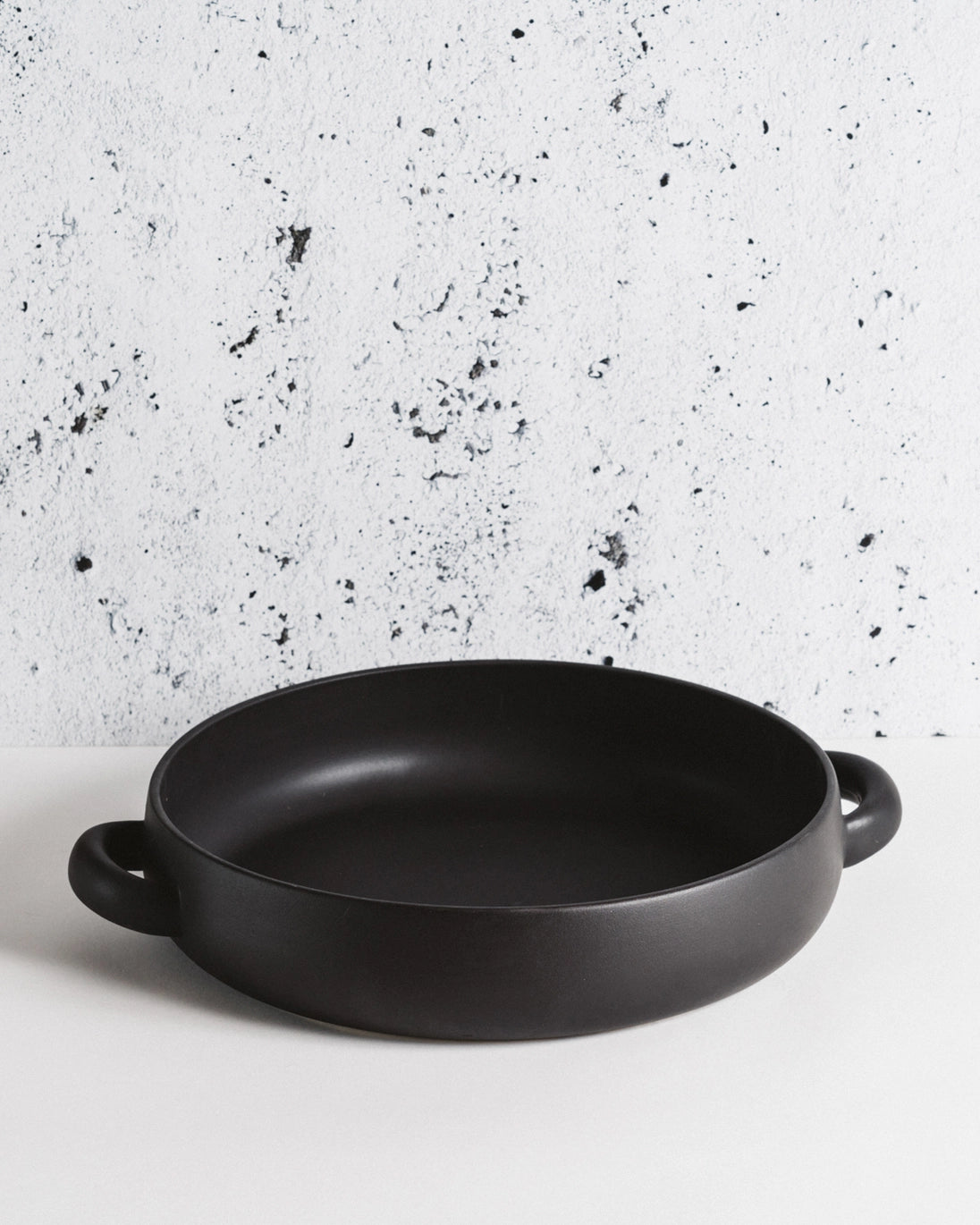 Stoneware Serving Plate with Handles, Matte Black
