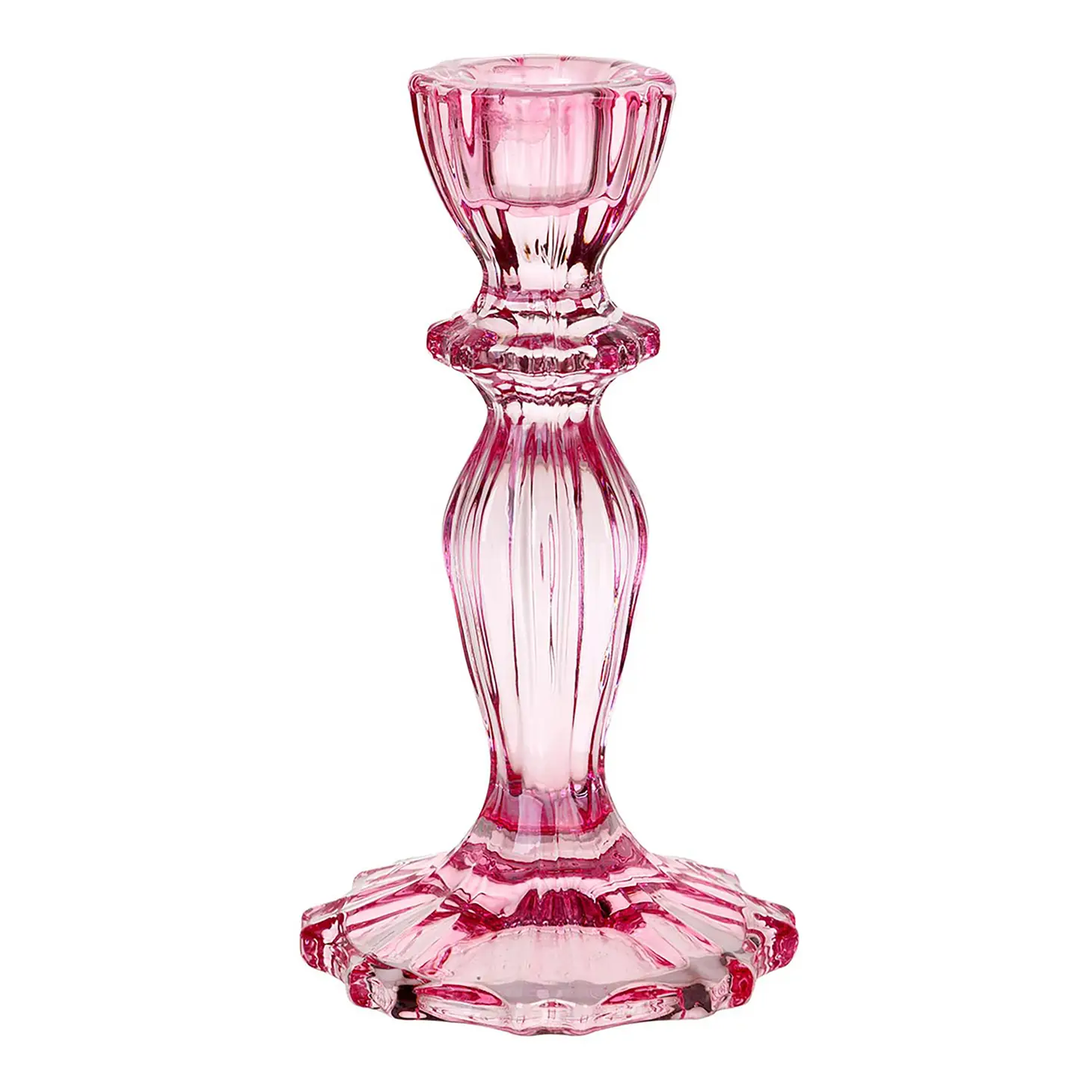 Vintage Glass Candlestick Holder - Blush