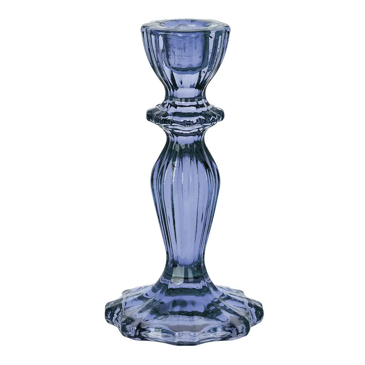 Vintage Glass Candlestick Holder - Navy
