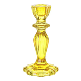 Vintage Glass Candlestick Holder - Yellow
