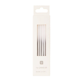 Tall White/Silver Birthday Candles