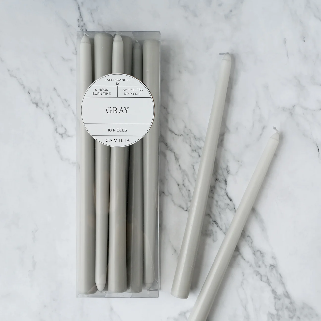 Pair of Taper Candle - Grey