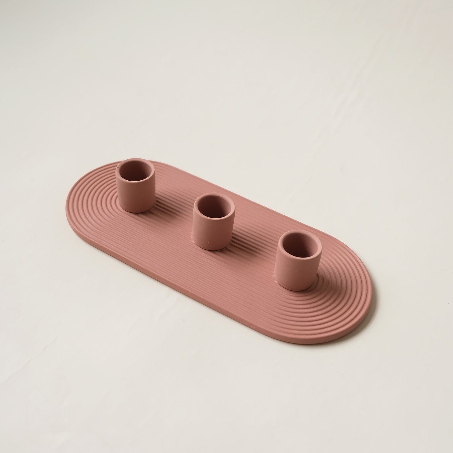 Ceramic Triple Candle Holder - Pink