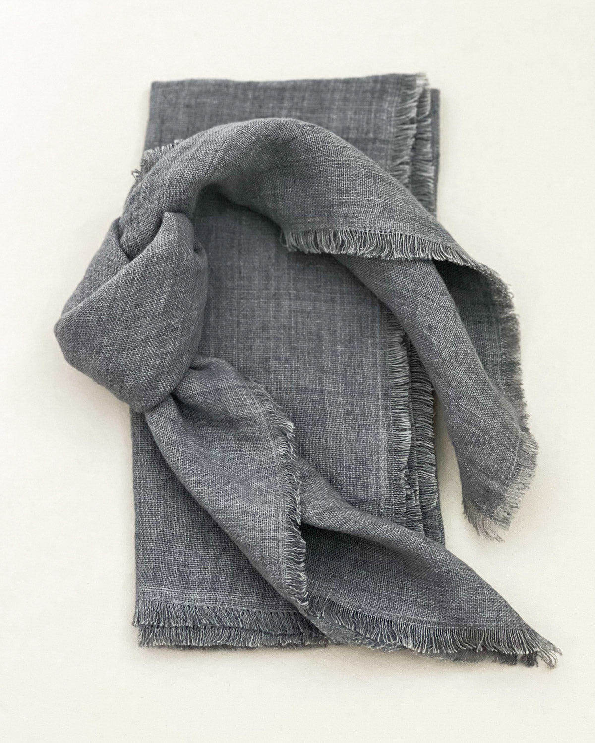 Linen Fringe Napkin - Steel Grey