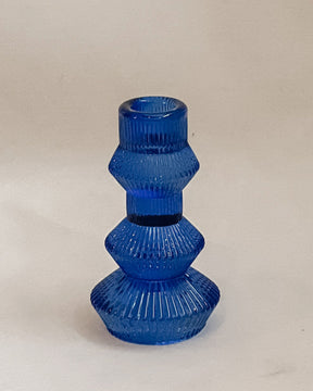 Ribbed 3-tier Candle holder - Blue