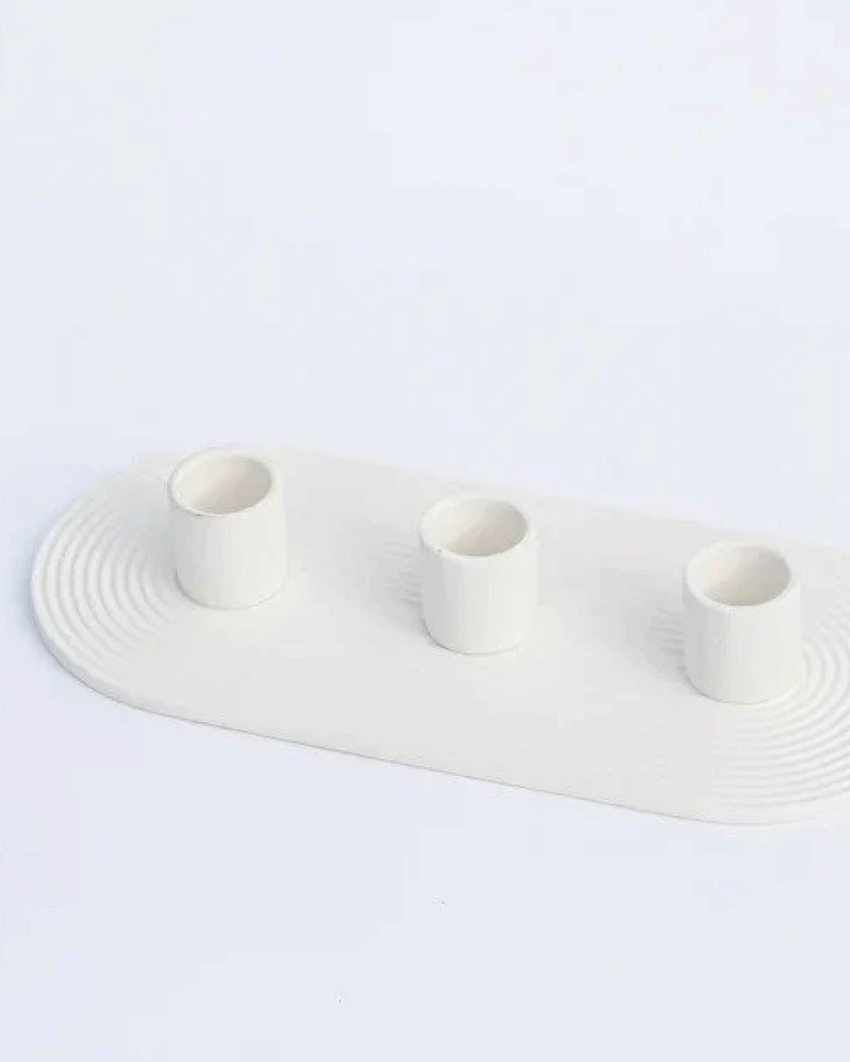 Ceramic Triple Candle Holder - White