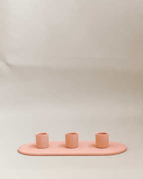Ceramic Triple Candle Holder - Pink