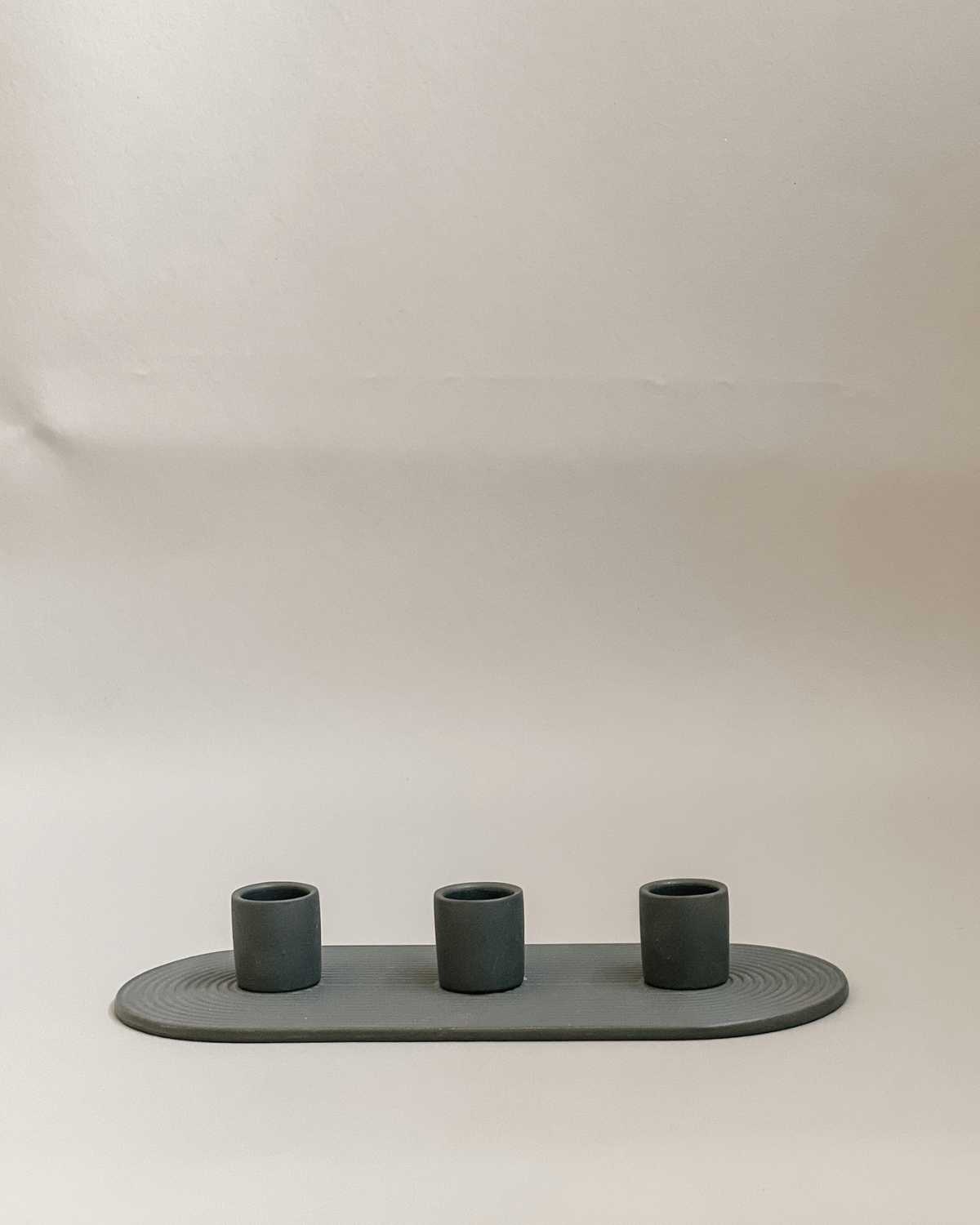 Ceramic Triple Candle Holder - Slate