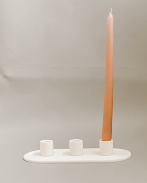 Ceramic Triple Candle Holder - White
